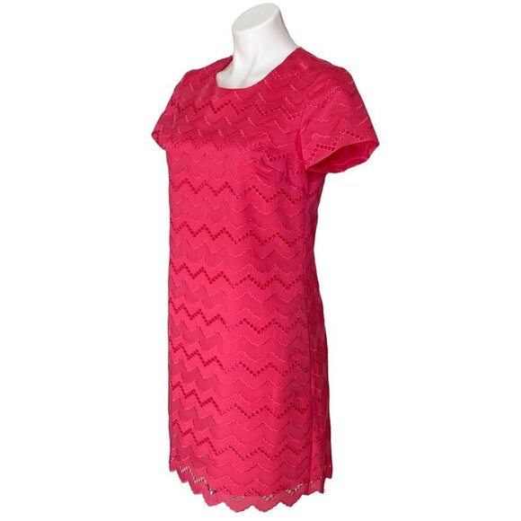 CeCe by Cynthia Steffe Pink Corded Lace Shift Dress, Short Sleeve Women's Size 4 - Picture 9 of 12